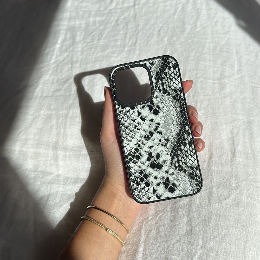 Casetify Black and white snake skin mag safe phone case iphone 13 pro snakeskin